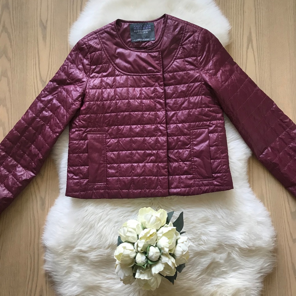 Alexander Julian Box Quilted Crop Jacket Sz S